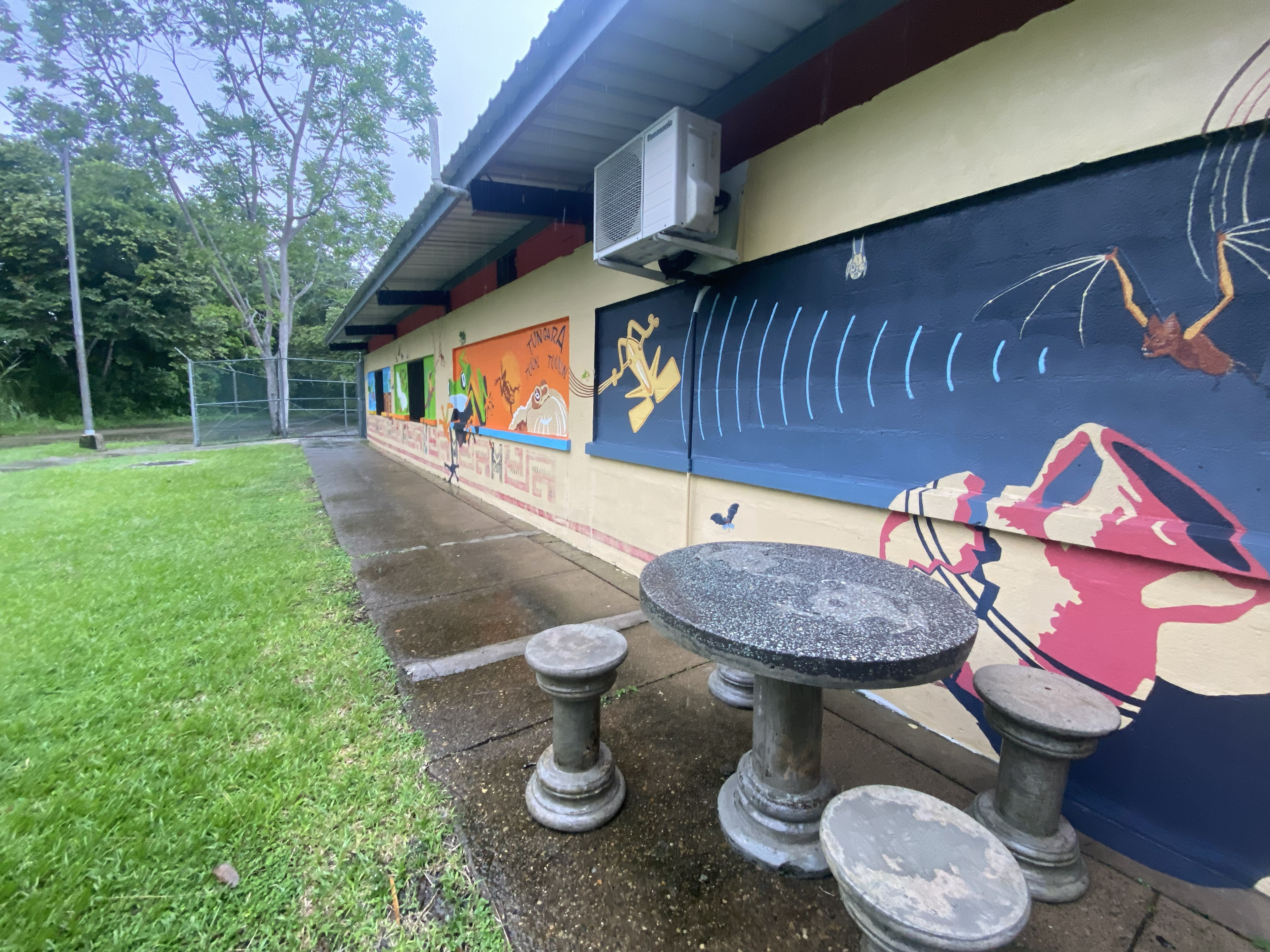 The Gamboa Acoustics Lab building with its colorful mural